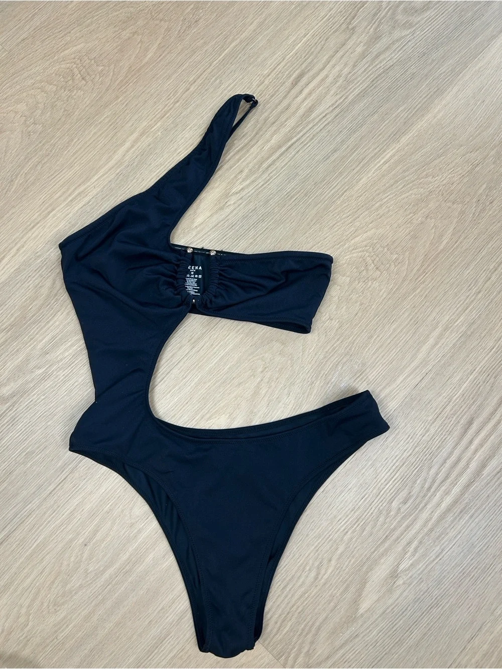 Oh Polly NEENA Asymmetrical Cut Out One Piece One Shoulder Swimsuit M